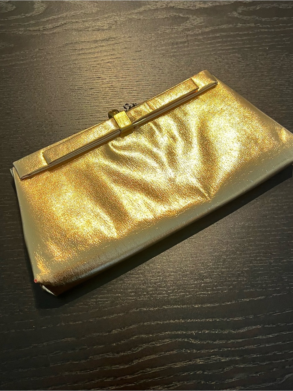 Vintage Rose Gold Metallic Bow Clutch